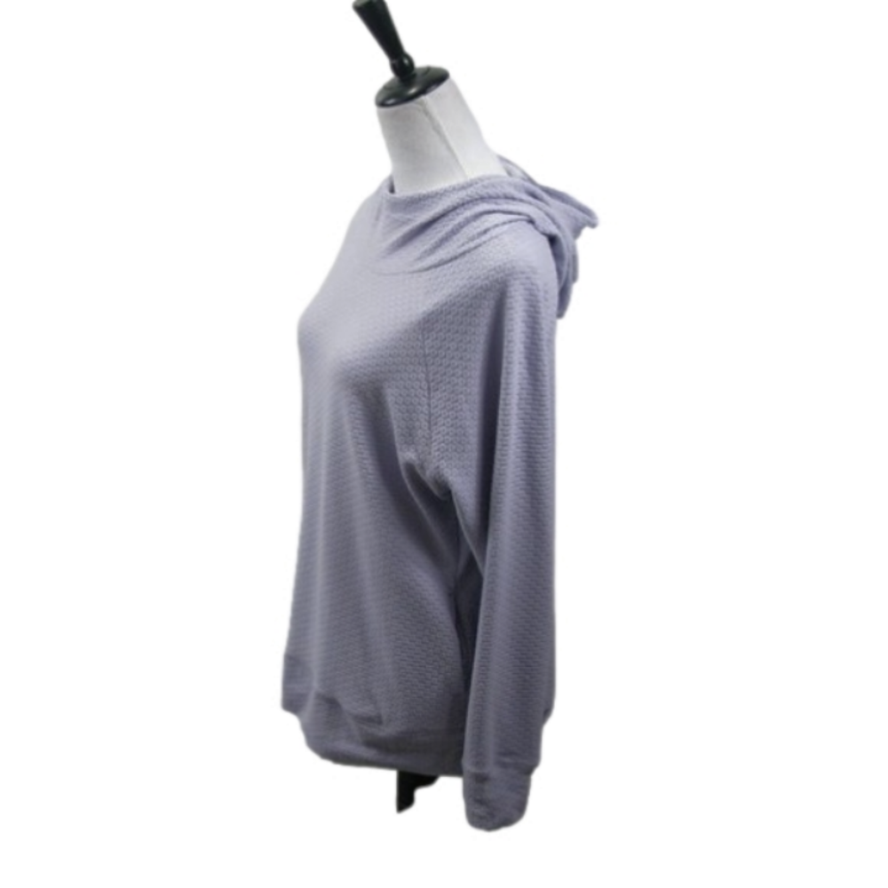 MTA Sport Lilac Textured Mock Neck Hoodie Size Medium - Picture 3 of 5